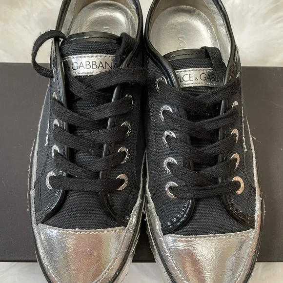 DOLCE & GABBANA GYM black and silver Sneakers Sz 6.5 - Picture 2 of 11